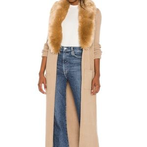 Show Me Your Mumu Lombardi Long Cardigan in Taupe With Faux Fur